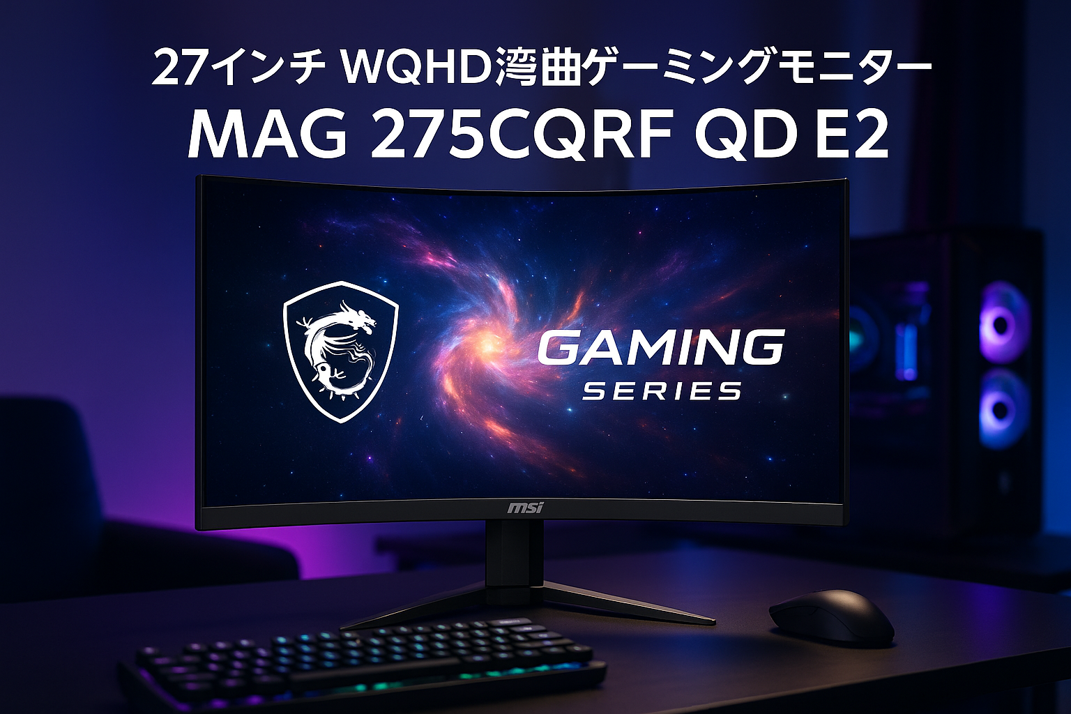 MSI 湾曲ゲーミングモニター MAG 275CQRF QD E2 27インチ/WQHD/Rapid VAパネル/180Hz/量子ドット/0.5ms(GTG)/HDMI 2.0b/DP1.4a/Adaptive-Sync/AIビジョン/USBハブ機能/HDR/メーカー3年保証