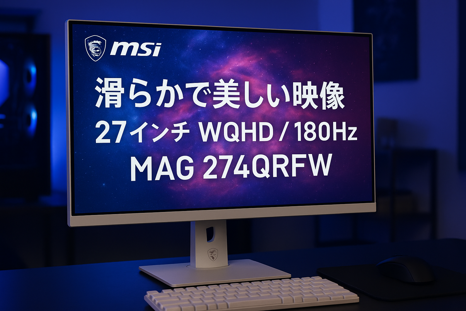 MSI ゲーミングモニター MAG 274QRFW 27インチ/WQHD/RAPID IPS/180Hz/1ms(GTG)/AMD FreeSync/DisplayHDR 400/AIビジョン搭載/HDMI 2.0b/DP 1.4a/縦横回転・高さ調整/メーカー3年保証