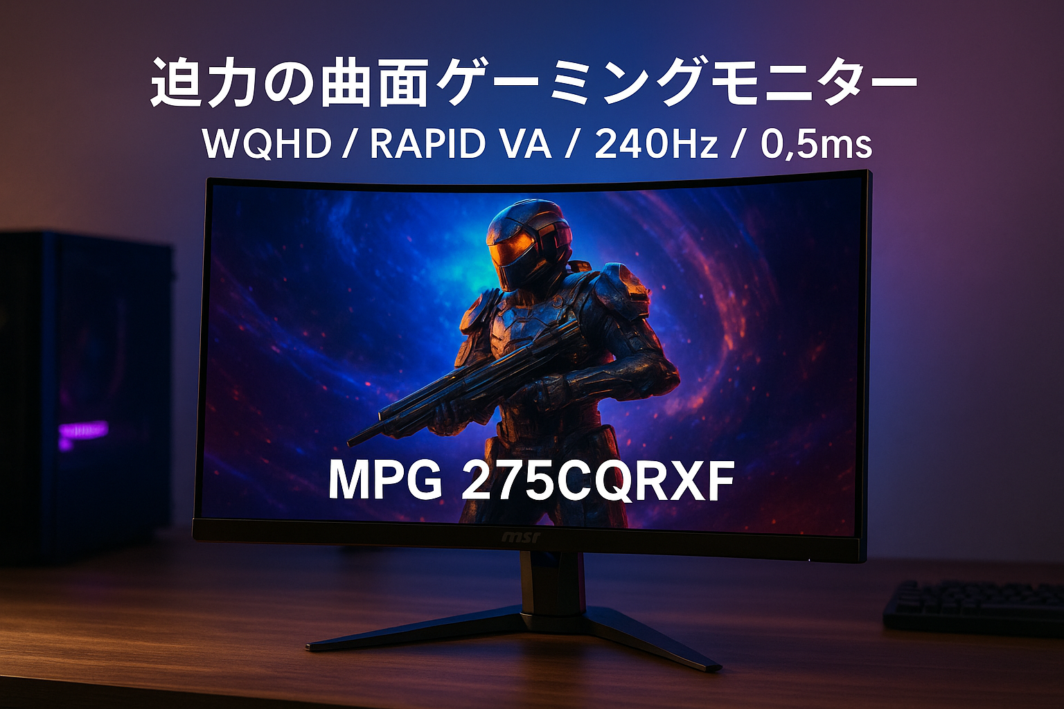MSI 湾曲ゲーミングモニター MPG 275CQRXF 27インチ/WQHD/RAPID VA/240Hz/0.5ms(GTG)/HDMI 2.0b/DP1.4a/Adaptive-Sync/アンリフリッカー/アンチモーションブラー/AIビジョン搭載/USB Type-C給電可能(最大98W)/DisplayHDR 400/チルト・高さ調整/メーカー3年保証