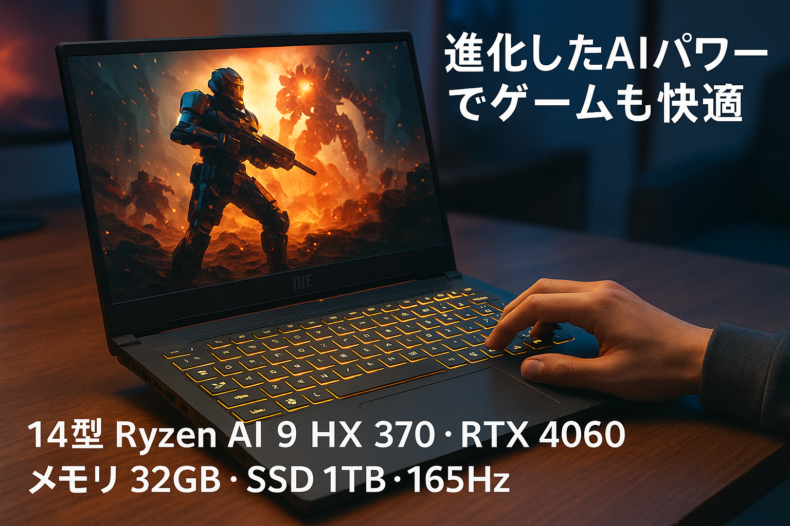 ASUS ゲーミングノートPC TUF Gaming A14 FA401UV 14型 RTX 4060 AMD Ryzen AI 9 HX 370 メモリ 32GB SSD 1TB リフレッシュレート165Hz イルミネートキーボード Windows 11 Copilotキー搭載 動画編集 Xbox Game Pass 3ヶ月利用権付き FA401WV-AI9R4060