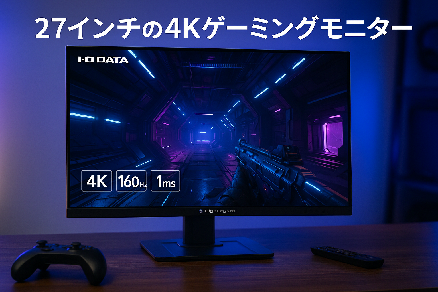 アイ・オー・データ IODATA ゲーミングモニター 27インチ GigaCrysta 160Hz 1ms AHVAパネル (HDMI2.1/4K/PS5/HDMI×2/DisplayPort×1/USB-C×1/高さ調整/縦横回転/スピーカー付/リモコン付/) EX-GCU271HXAB