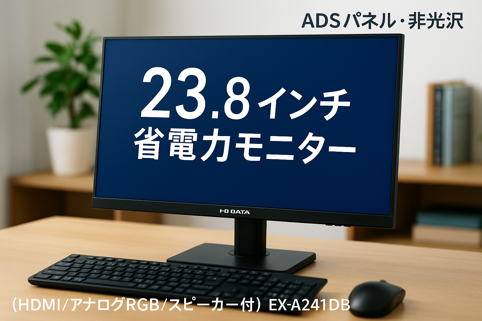 アイ・オー・データ IODATA モニター 23.8インチ ブラック ADSパネル 非光沢 省電力 (HDMI/アナログRGB/スピーカー付/VESA対応/土日サポート/日本メーカー/無輝点保証) EX-A241DB