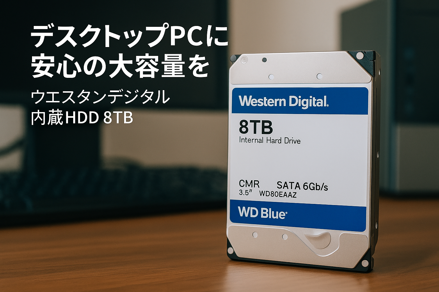 Western Digital ウエスタンデジタル WD Blue 内蔵 HDD ハードディスク 8TB CMR 3.5インチ SATA 5640rpm キャッシュ256MB PC メーカー保証2年 WD80EAAZ-AJP エコパッケージ