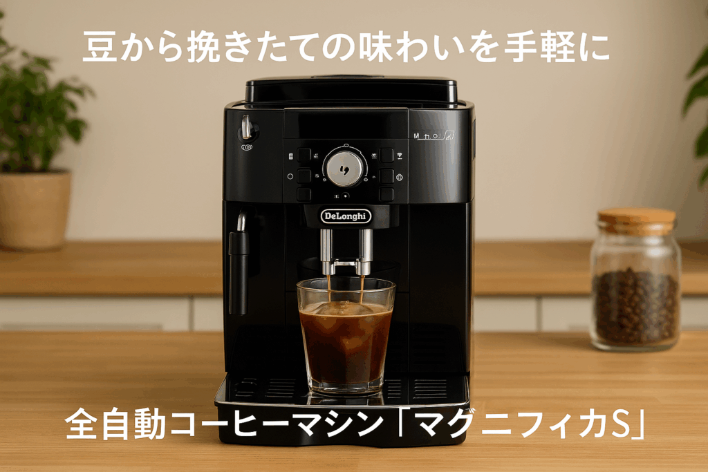 De'Longhi (デロンギ) 全自動コーヒーマシン マグニフィカS ECAM22112B コーヒーメーカー 全2メニュー カフェジャポーネ搭載 アイスコーヒー 豆から挽きたて 簡単お手入れ 手動ミルクフロッサー ブラック デロンギファミリー登録で3年保証
