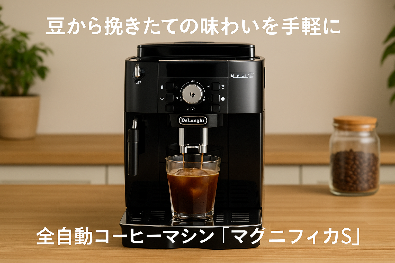 De'Longhi (デロンギ) 全自動コーヒーマシン マグニフィカS ECAM22112B コーヒーメーカー 全2メニュー カフェジャポーネ搭載 アイスコーヒー 豆から挽きたて 簡単お手入れ 手動ミルクフロッサー ブラック デロンギファミリー登録で3年保証