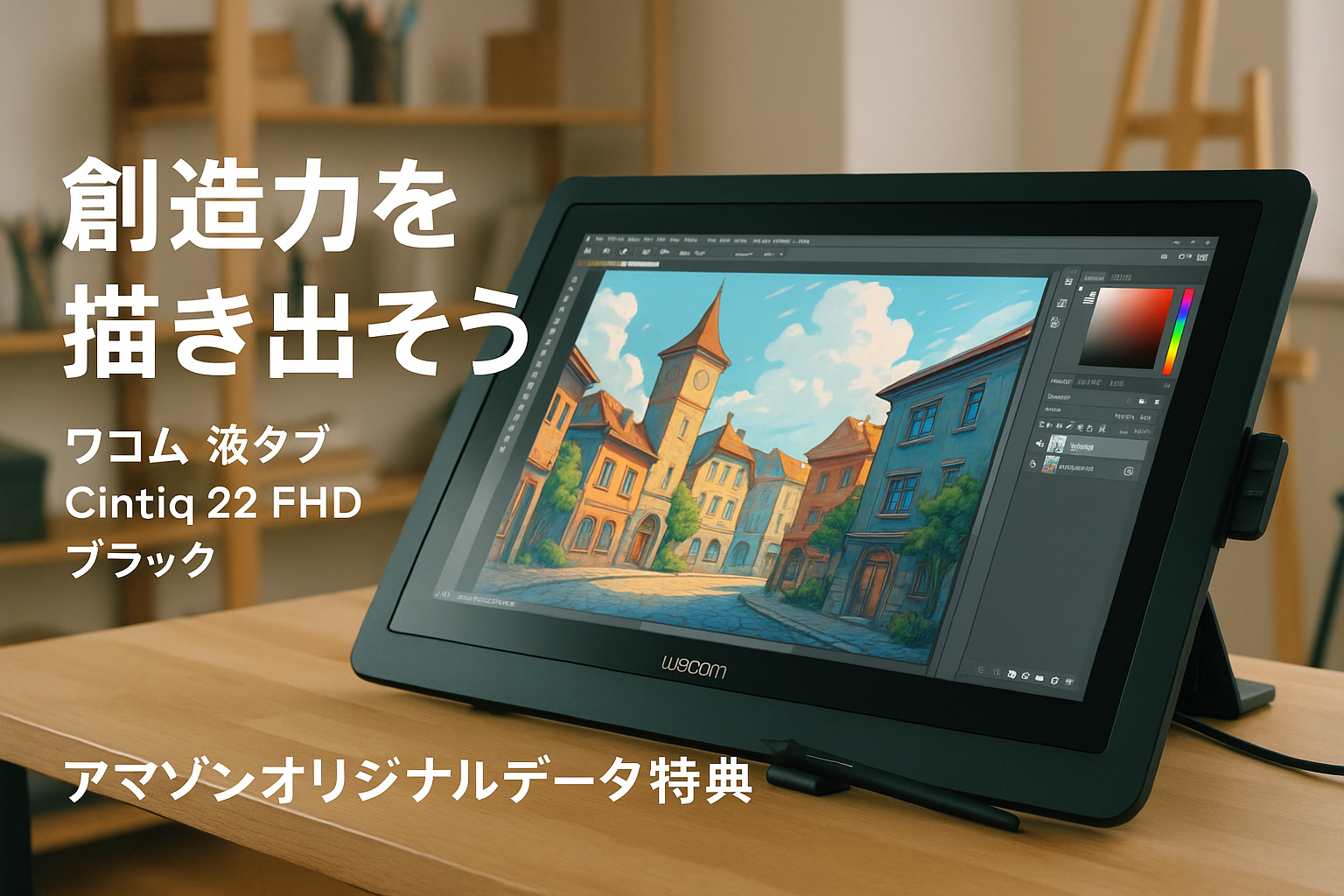 ワコム 液タブ Wacom Cintiq 22 FHD ブラック アマゾンオリジナルデータ特典付き DTK2260K1D