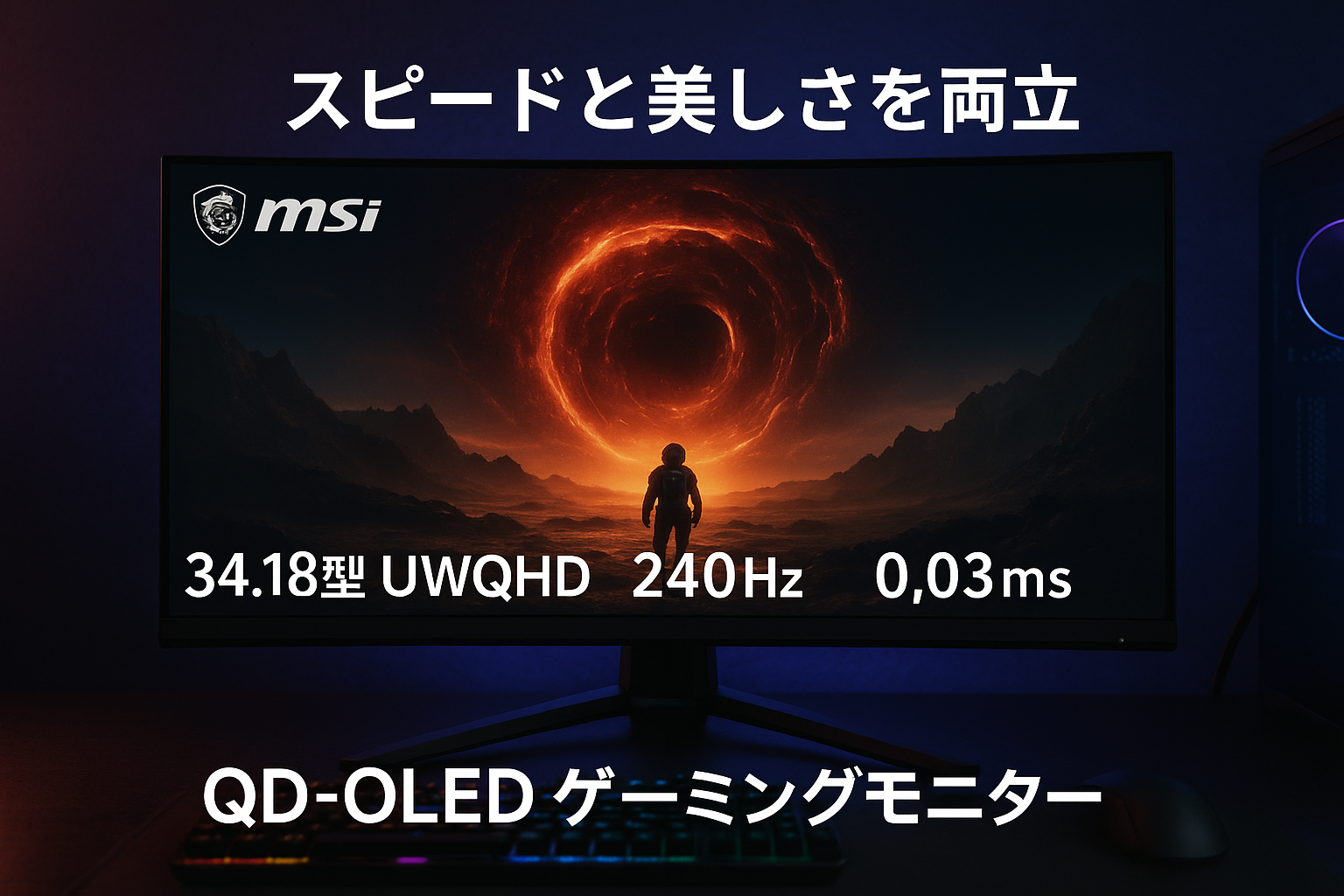 MSI QD-有機ELゲーミングモニター MPG 341CQPX QD-OLED 34.18インチ/UWQHD/QD-OLEDパネル/240Hz/0.03ms（GTG）/HDMI 2.1/DP1.4a/Adaptive-Sync/量子ドット/有機EL/DisplayHDR True Black 400/USB Type-C給電可能(最大98W)/メーカー3年保証
