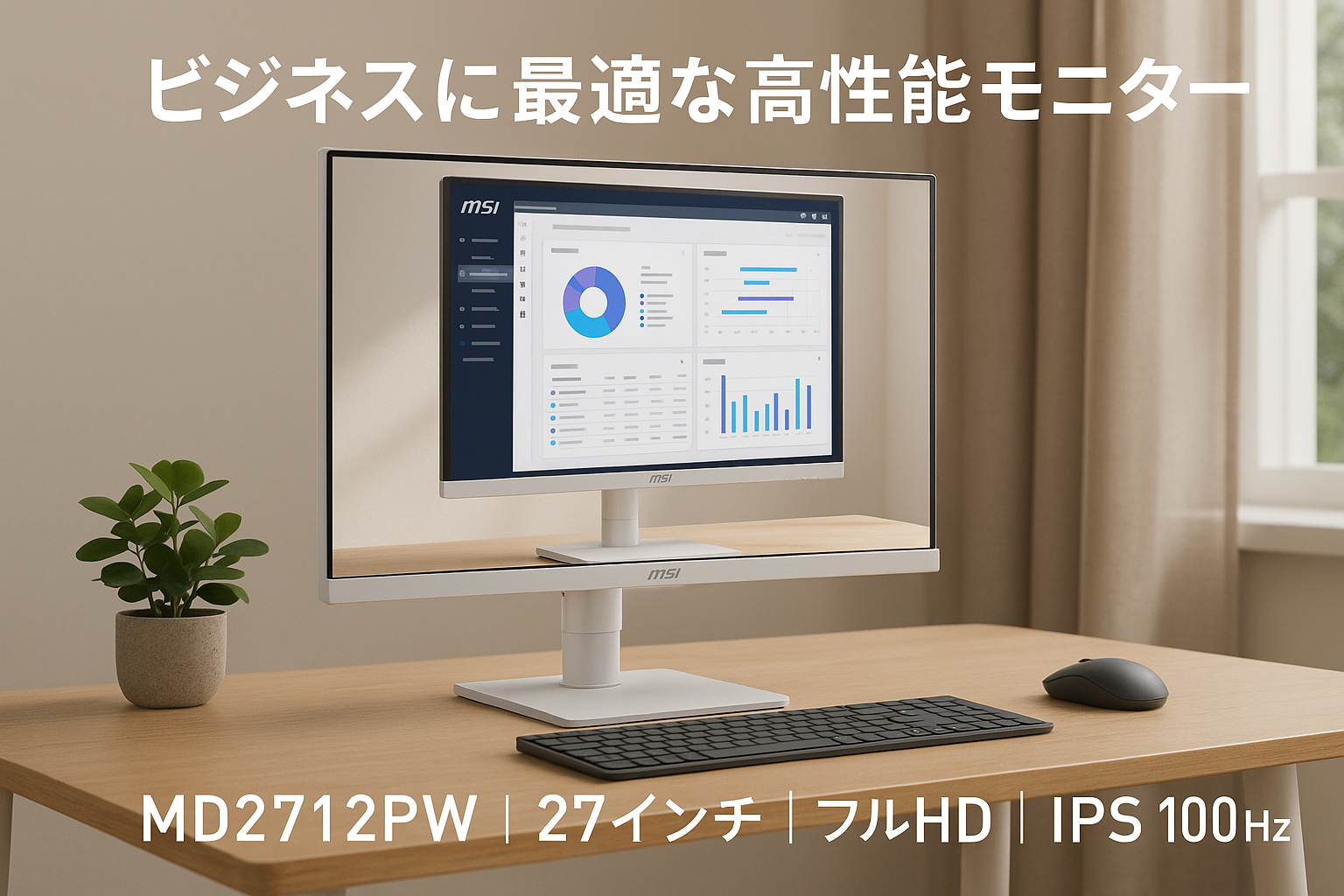 MSI Modern MD2712PW ビジネスモニター IPSパネル フルHD/27インチ/HDMI/USB Type-C/リフレッシュレート100Hz/ハードウェアブルーライトカット/アンチフリッカー/VESA対応/ピボット・角度・高さ調整/メーカー3年保証