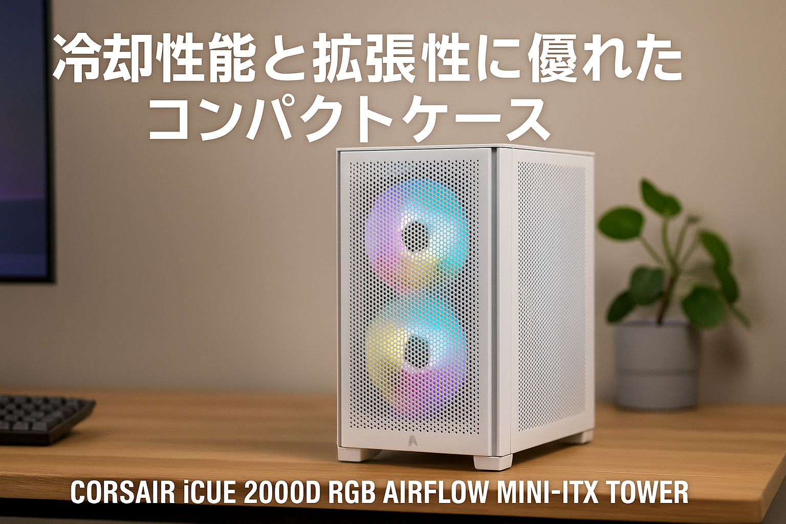 Corsair iCUE 2000D RGB AIRFLOW ITX Tower ミニタワー型PCケース White CC-9011247-WW