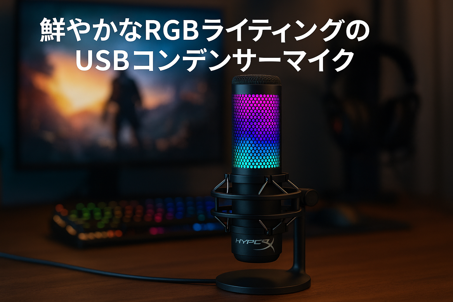 HyperX QuadCast 2 S コンデンサーマイク USBマイク RGBライティング ブラック テレワーク/ストリーマー/コンテンツクリエーター/ゲーマー向け PC Mac メーカー保証2年間 9A273AA