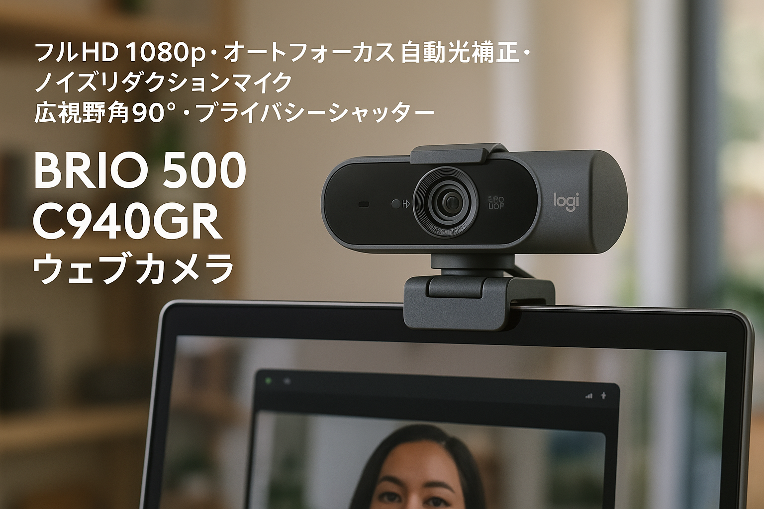 ロジクール Webカメラ フルHD 1080P オートフォーカス 自動光補正 ノイズリダクション マイク 広視野角 90度 プライバシーシャッター Brio 500 C940GR グラファイト ウェブカメラ ウェブカム PC Mac ノートパソコン Zoom Skype 国内正規品 1年間メーカー保証