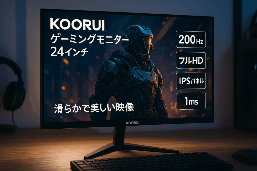 KOORUI ゲーミングモニター 24インチ 200Hz フルHD モニター IPSパネル 1ms (AdaptiveSync/HDMI×2/DisplayPort/VESA対応/ブルーライト軽減/HDR400),G2411P