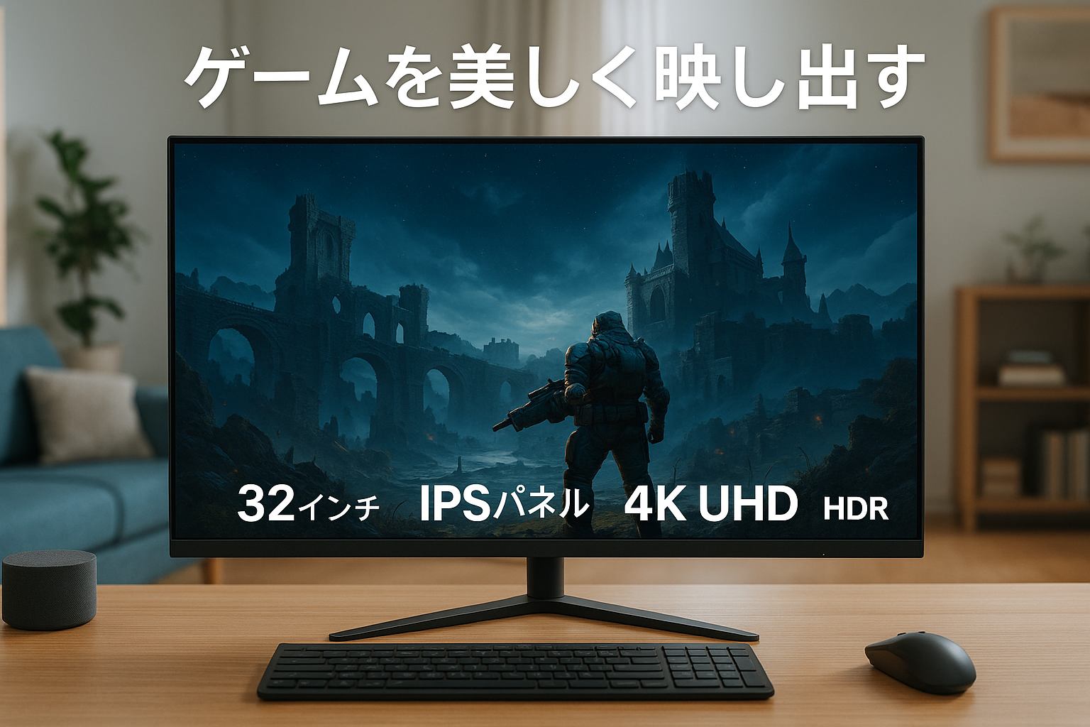 やさしさのもとoriginals 4K モニター 32インチ ディスプレイ IPS パネル LED ゲーミング UHD 3840x2160/非光沢/超薄型/HDR/FreeSync/HDMI/DisplayPort/スピーカー内蔵 YSM-D3204K