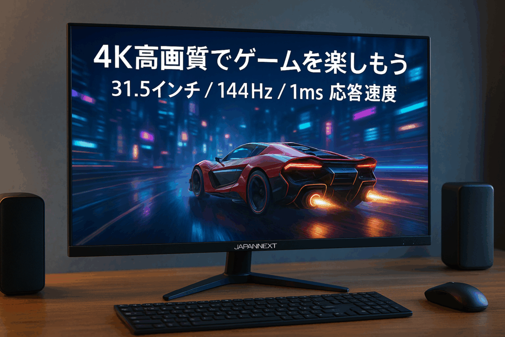 JAPANNEXT 31.5インチ ゲーミングモニター120Hz 144Hz 160Hz 1ms 4K UHD 3840x2160解像度 VA パネル ディスプレイ (HDMI/DisplayPort/ブルーライトカット / 視野角178°) JN-315V160UR