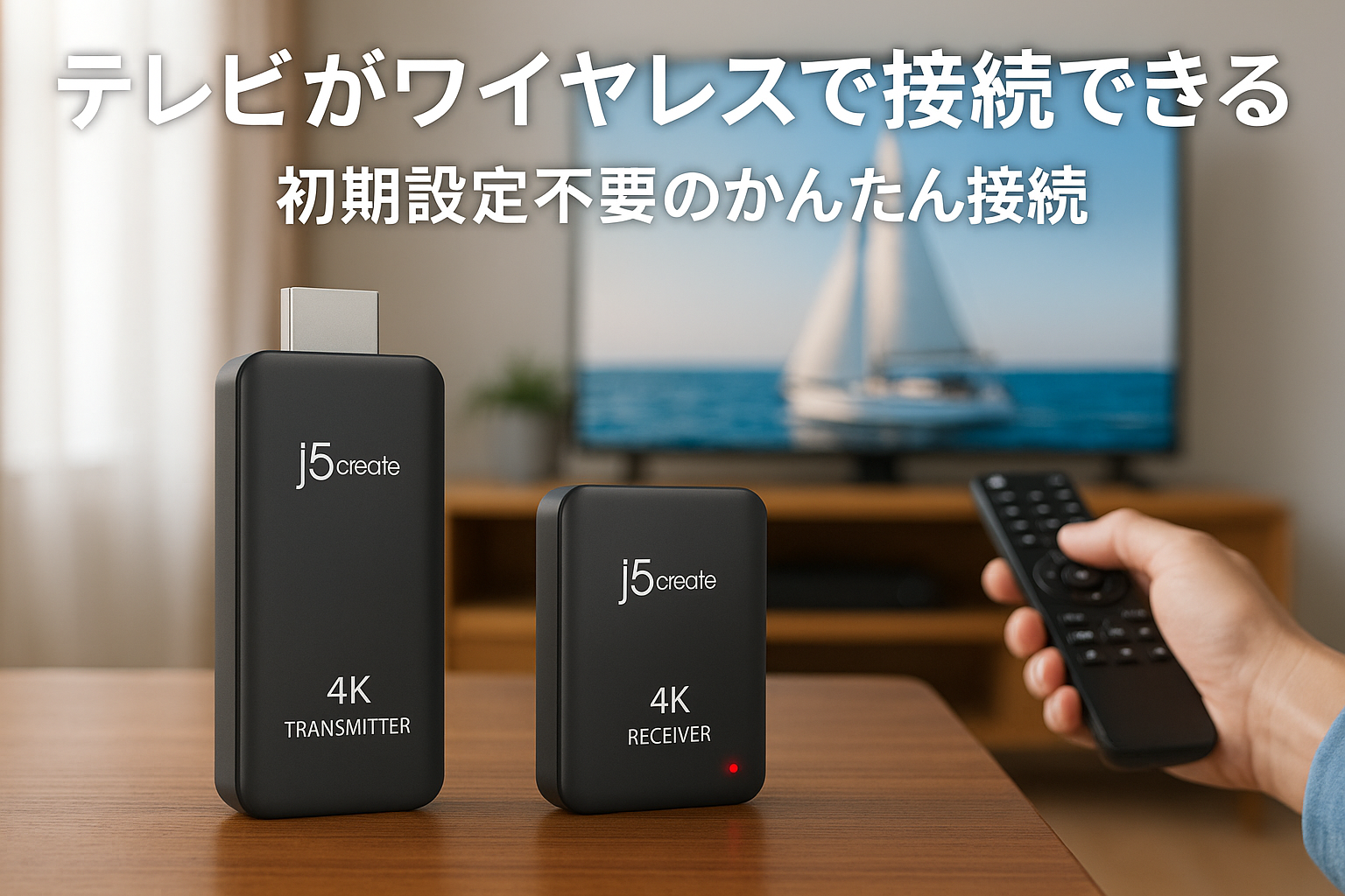 j5create 4K ワイヤレスHDMI HDMI to HDMI 受送信機【HDCP対応 無線距離30m 5G/2.4GHz プラグ&プレイ】受信機 Miracast AirPlay Chromecast対応 大画面ミラーリング 複製モード 拡張モード対応 会議室/教室/自宅 JVAW75-EJ