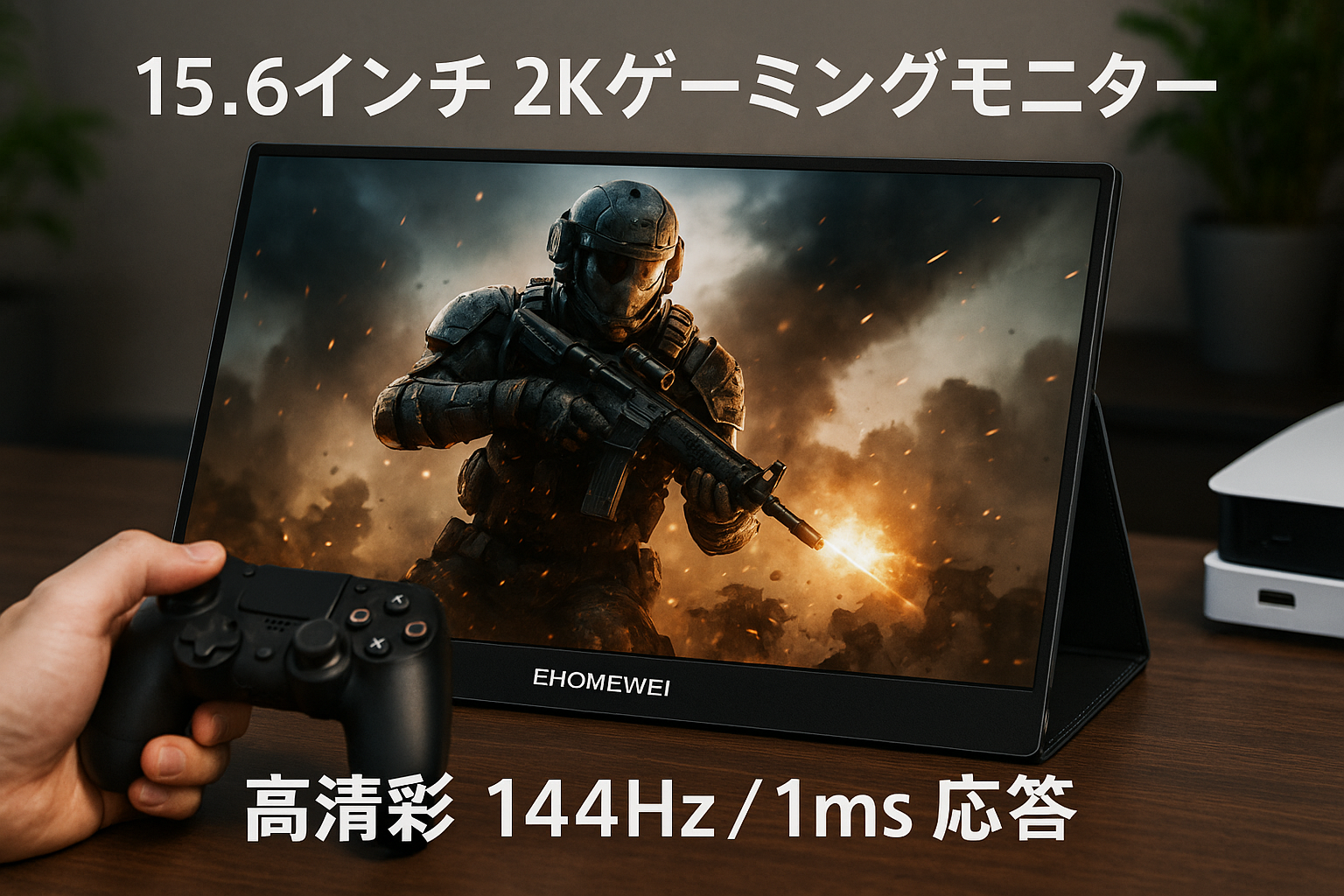 モバイルモニター 144Hz EHOMEWEI 15.6インチ 2K ゲーミングモニター 1ms 2560x1440 非光沢 DCI-P3 デジタルシネマ規格 FreeSync IPS液晶 軽量 薄型 スピーカー内蔵 iPhone/PS4/PS5/XBOX/Switch/PC/Mac対応 ケース付 メーカー3年保証 LQG-156NW