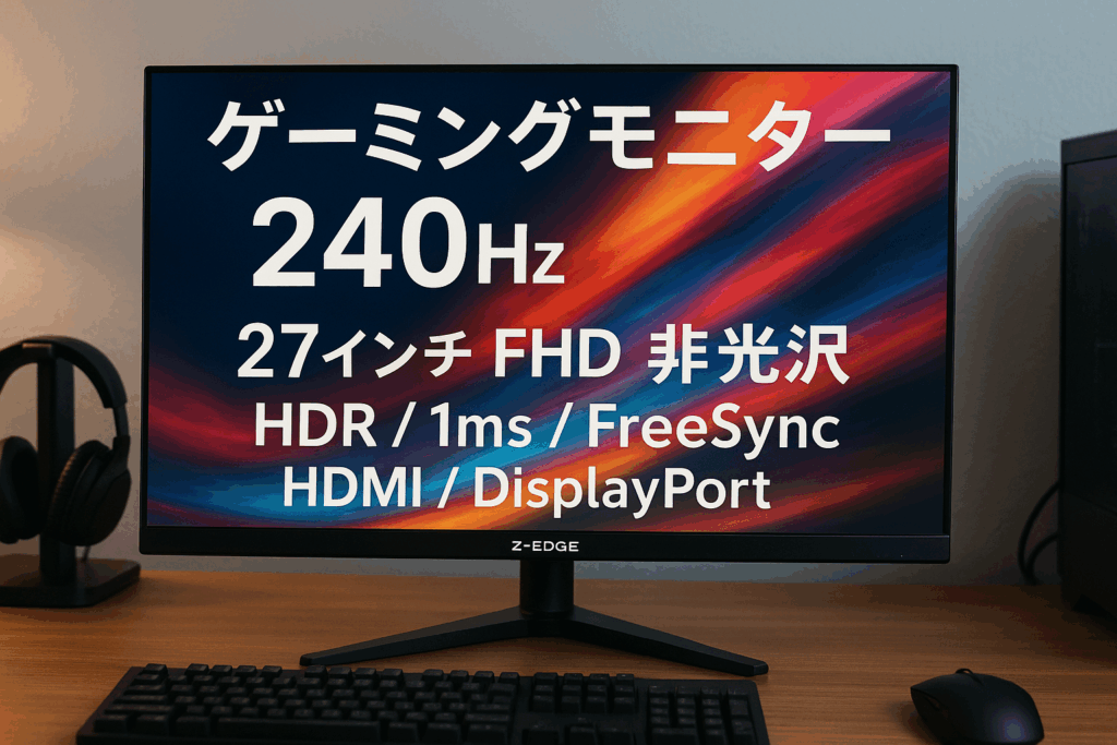 Z Z-Edge ゲーミングモニター 240Hz 27インチ ディスプレイ LED FHD 1920x1080/非光沢/IPSパネル/超薄型/HDR(標準輝度:400cd/㎡)/1ms/FreeSync/HDMI/DisplayPort UG27PJ（ブラック）