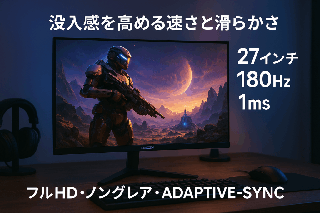 MAXZEN ゲーミングモニター モニター 27インチ 180Hz FHD 1080P 1ms HDMI2.0 DP1.4 ブルーライトカット フリッカーレス 27型 FullHD ノングレア Adaptive-Sync ブラック MGM27IC03 マクスゼン