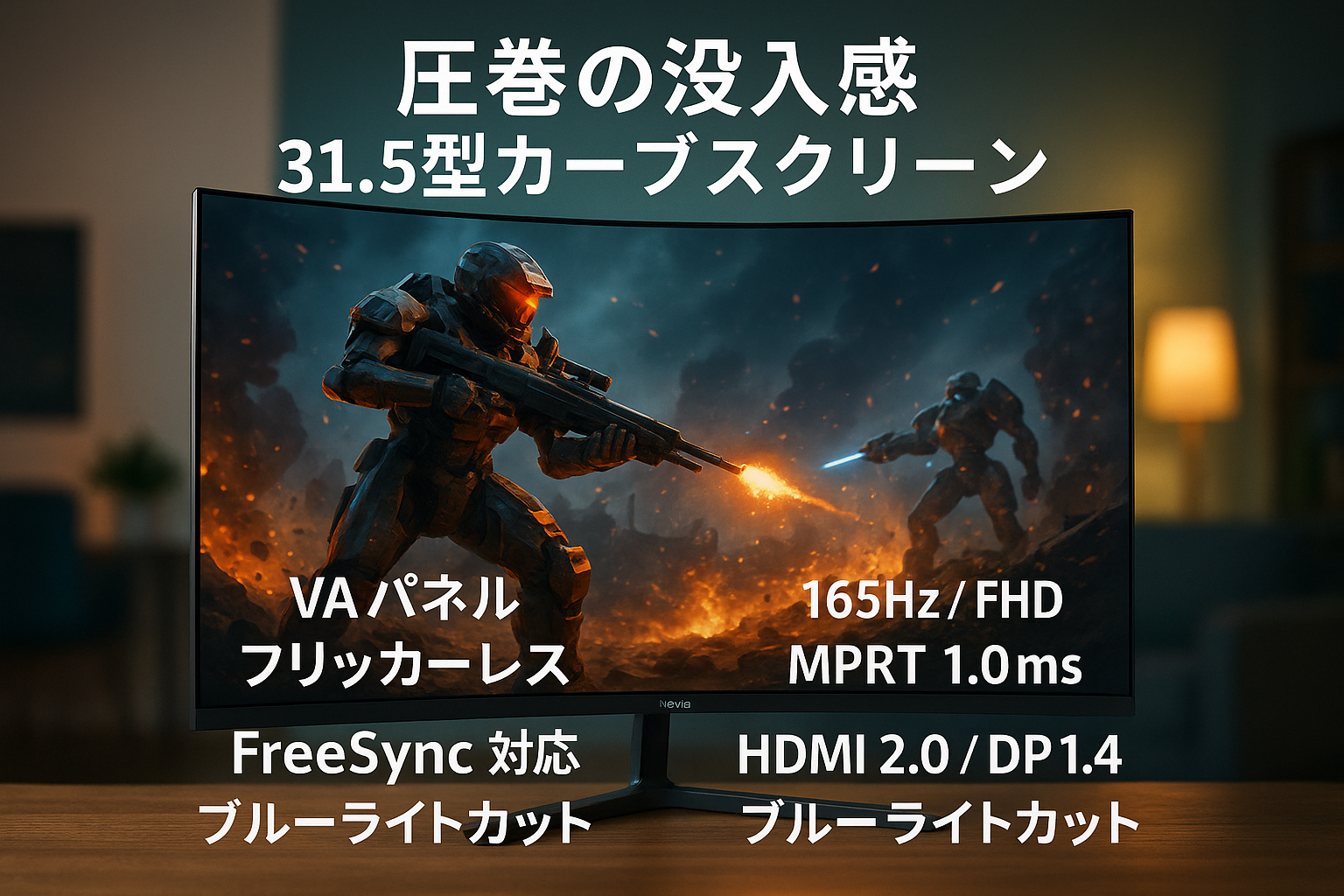 ゲーミングモニター 31.5インチ VA カーブスクリーン 165Hz FHD フリッカーレス FreeSync 31.5型 角度調節 FullHD ブルーライトカット MPRT1.0ms HDMI2.0×1 DisplayPort1.4×1 フレームレス 壁掛け 視野角178°ノングレア adptive sync MAXZEN MGM32IC01 マクスゼン