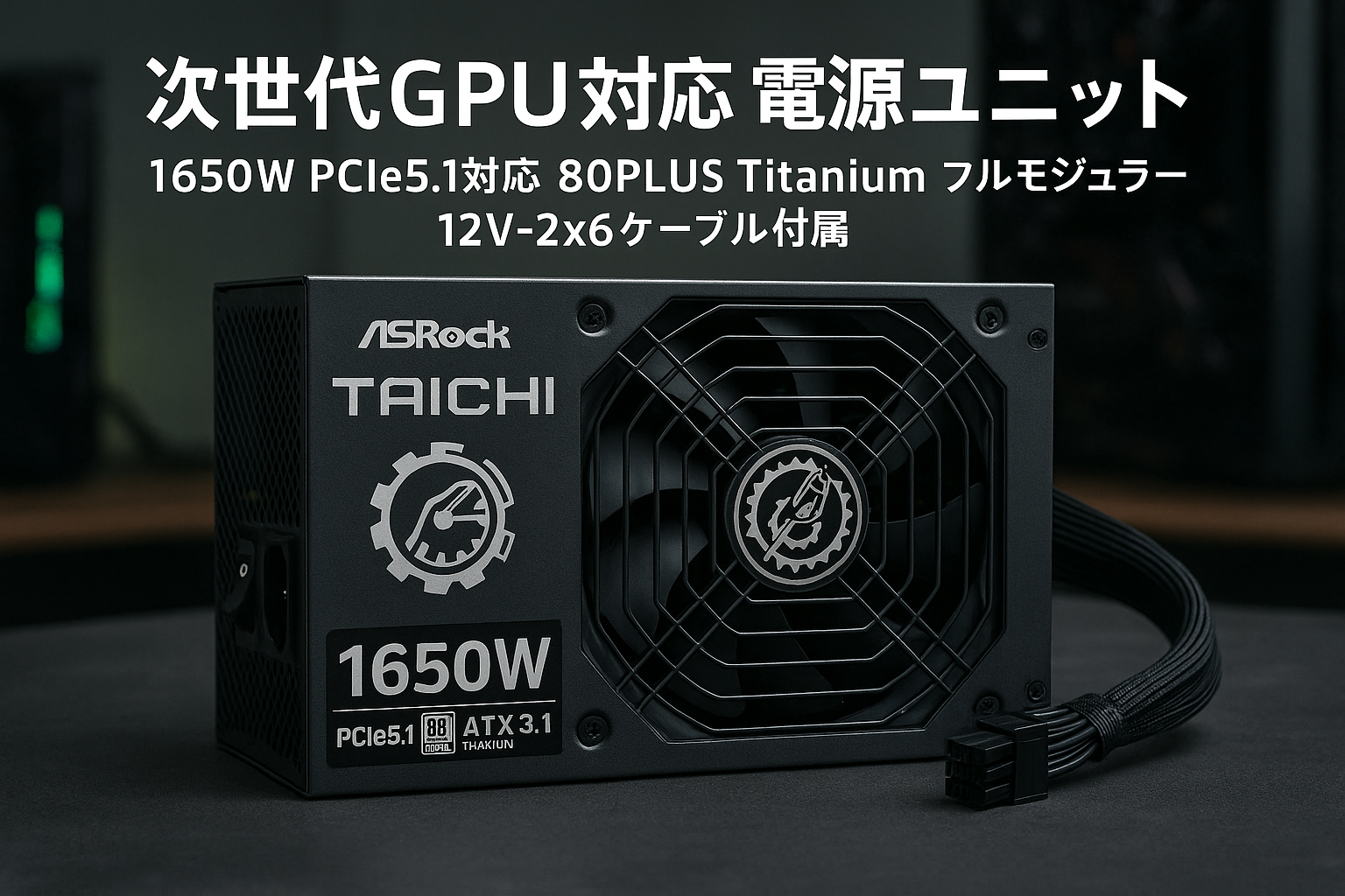 ASRock Taichi 次世代GPU対応 PC電源ユニット 1650W PCIe5.1対応 80PLUS Titanium ATX 3.1 フルモジュラー 12V-2x6 ケーブル付属 TC-1650T