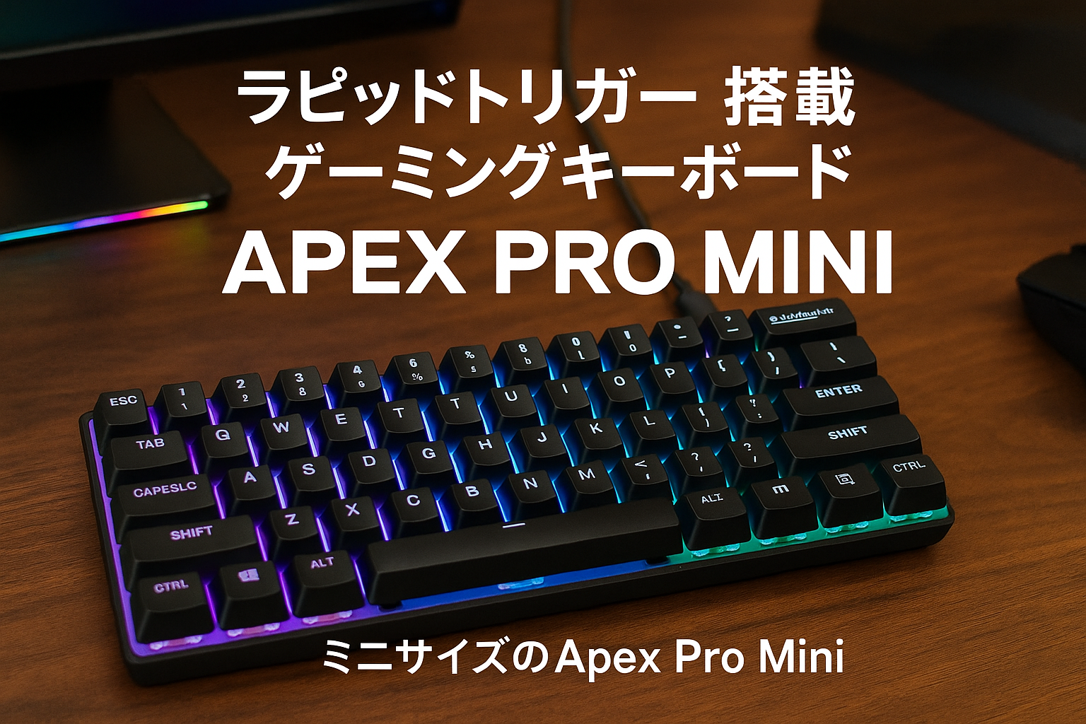 SteelSeries ラピッドトリガー 搭載 ゲーミングキーボード ミニサイズ Apex Pro Mini US 有線 英語配列 OmniPointスイッチ 2ーinー1アクションキー 搭載 64820 ブラック