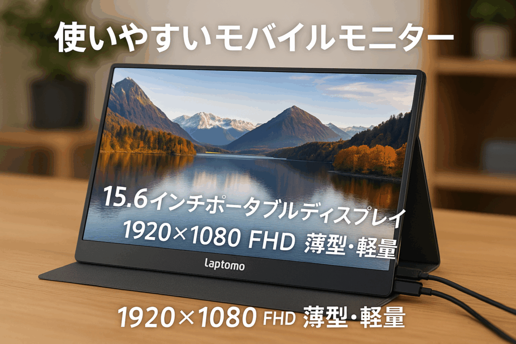 Laptomo モバイルモニター 15.6インチ 1920×1080 FHD ポータブルディスプレイ 薄型 サブモニター軽量 モバイルディスプレイ 非光沢IPSパネル マグネット保護カバー付き HDRモード対応 スピーカー内蔵 Type-C/HDMI端子 PS4/PS5/XBOX/Switch/PC/Mac対応