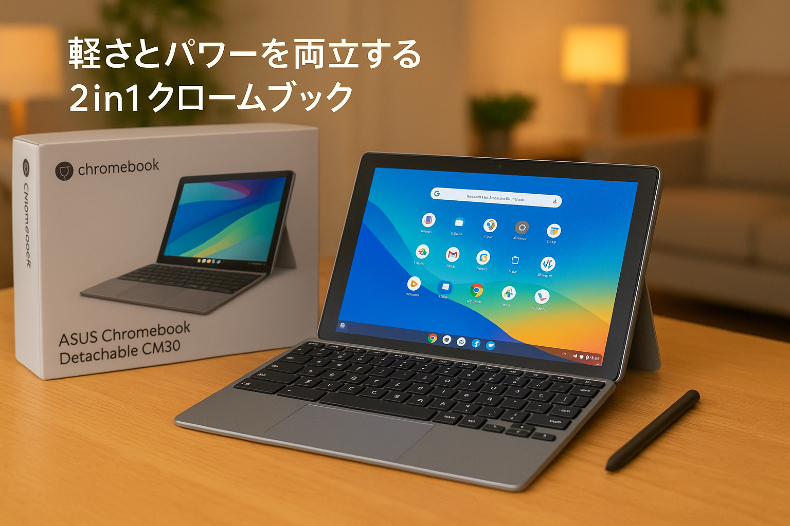 ASUS Chromebook クロームブック Detachable CM30 10.5インチ 2in1 タブレット 日本語キーボード 8GBメモリ 重量609g ペン付き フォグシルバー CM3001DM2A-R70006/A