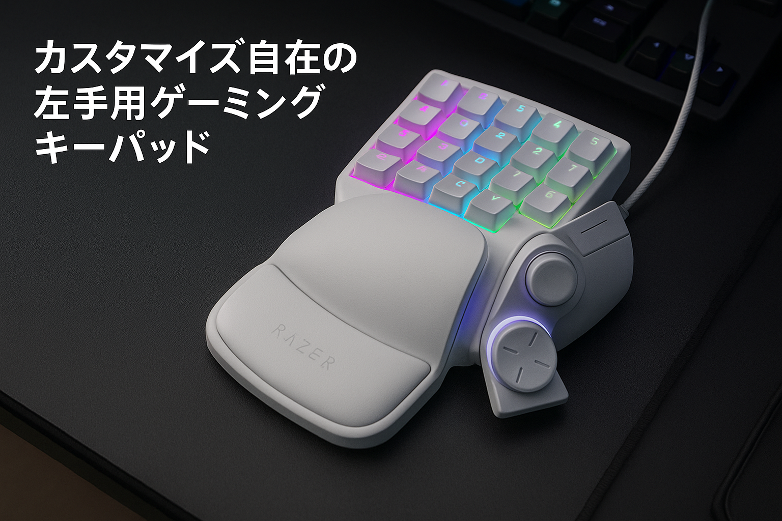 Razer Tartarus Pro Mercury White 左手キーパッド 20個のアナログ動作スイッチ ホイール付 8方向サムパッド 32キーすべてをカスタマイズ可能 【日本正規代理店保証品】 RZ07-03110200-R3M1