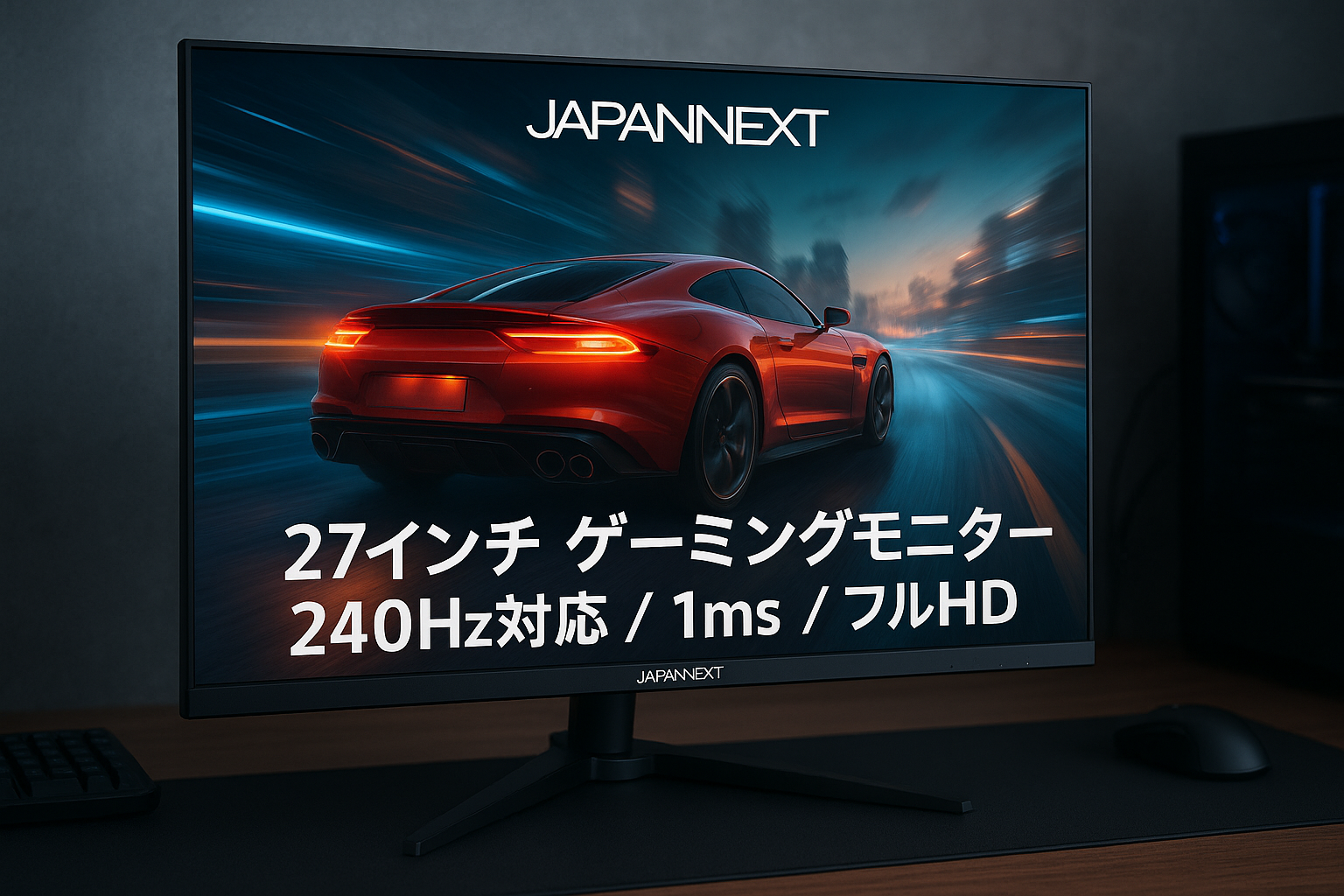 JAPANNEXT 27インチ ゲーミングモニター 240Hz 1ms フルHD 1920x1080解像度 IPS パネル ディスプレイ (HDMI/DisplayPort/VESA対応/ブルーライトカット / 視野角178°) JN-IPS27FHDR240-N
