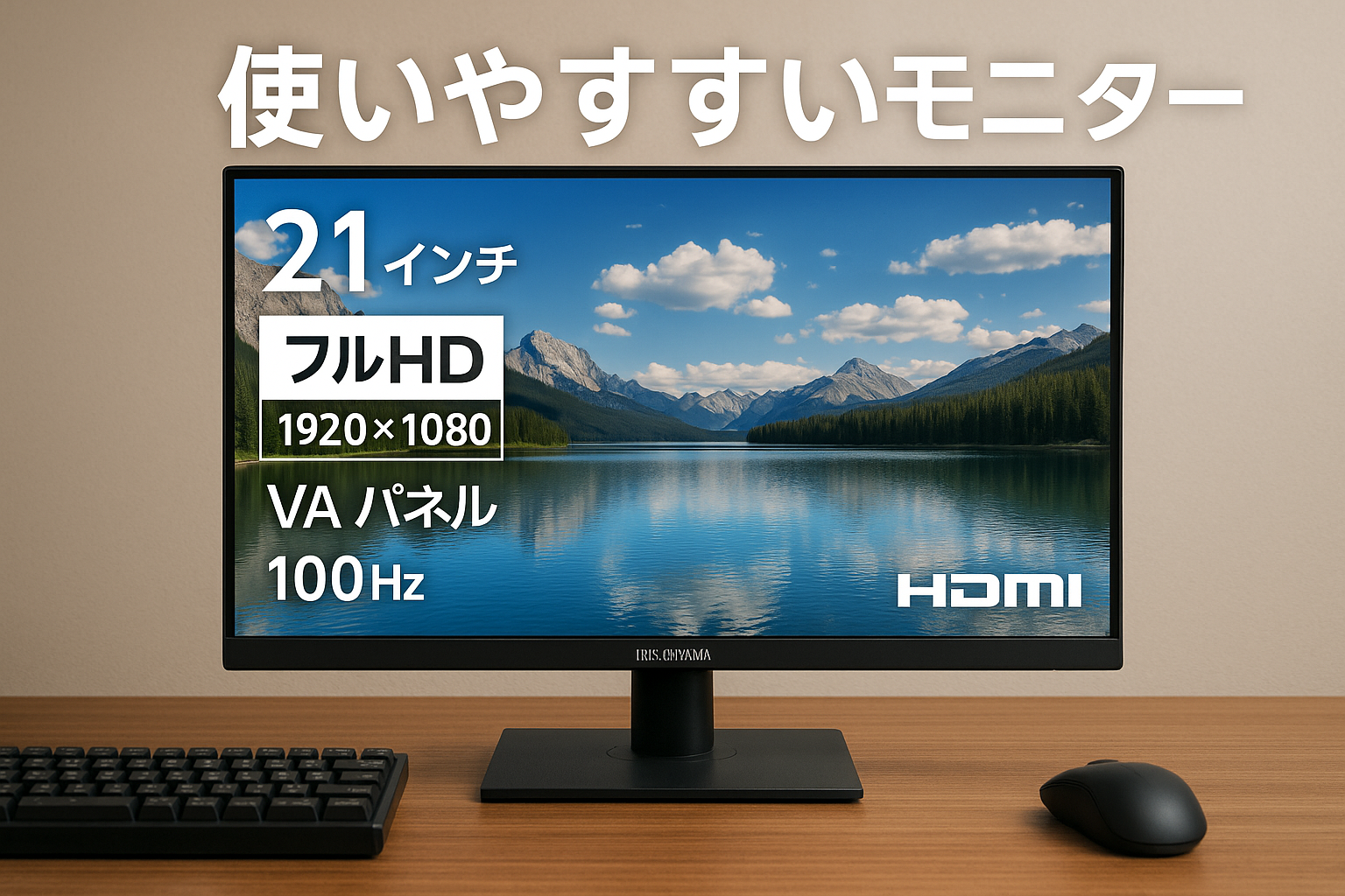 アイリスオーヤマ モニター 21インチ Full HD(1920×1080) VAパネル スピーカー内蔵 100Hz フリッカー軽減 非光沢タイプ ディスプレイ HDMI ブラック DT-IF215S-B
