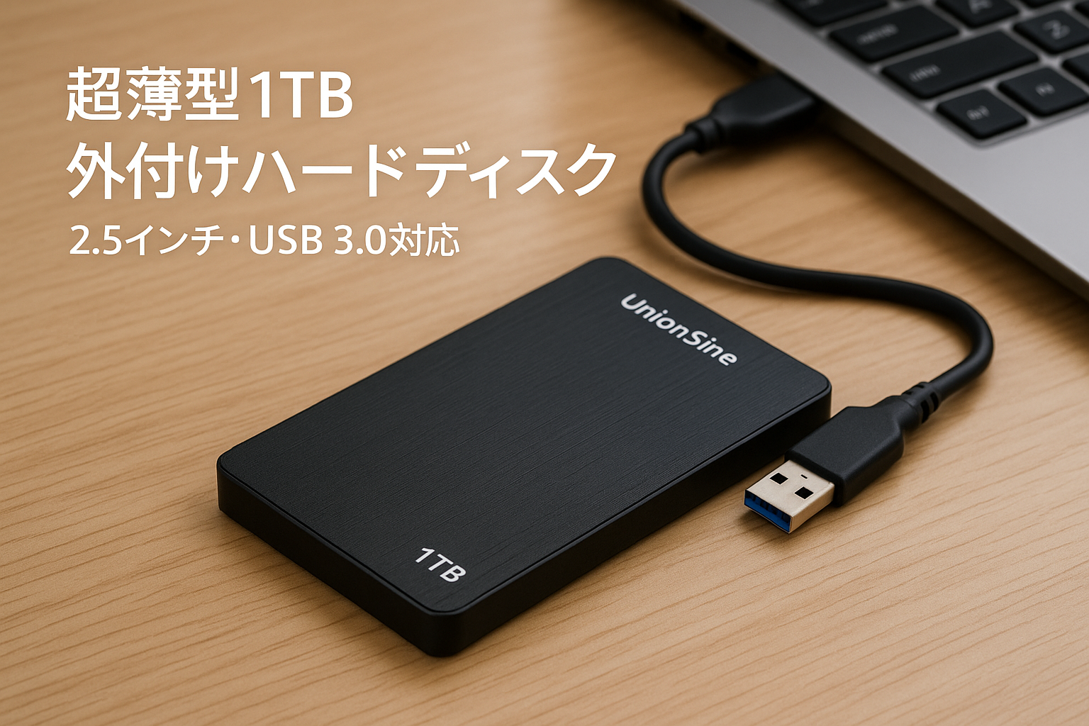 UnionSine 1TB 外付けハードディスク超薄型外付けHDDポータブルハードディスク 2.5インチ USB3.0に対応 PC/Mac/PS4/XBox/テレビ録画(黒)HD2510