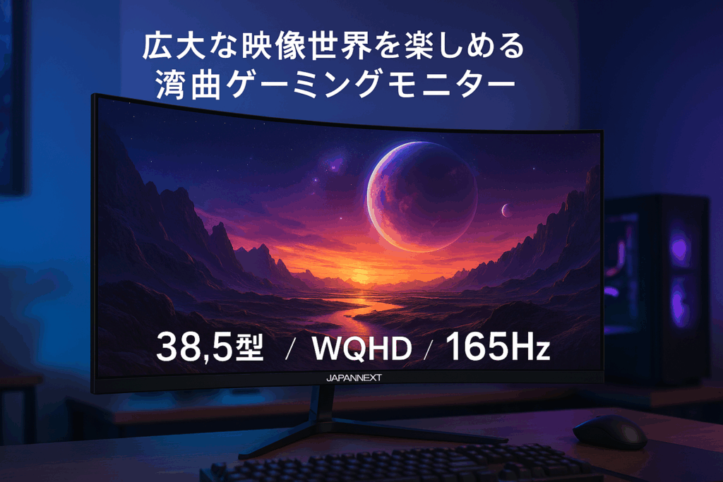 JAPANNEXT 38.5インチ VAパネル搭載 165Hz/1ms(MPRT)対応 WQHD(2560x1440)解像度 湾曲ゲーミングモニター JN-VC39G165Q-C6 HDMI DP USB Type-C(最大65W給電) HDR sRGB:99% DCI-P3:88% PS5 WQHD:120Hz接続 湾曲率(R3000) PBP/PIP対応【2年保証】