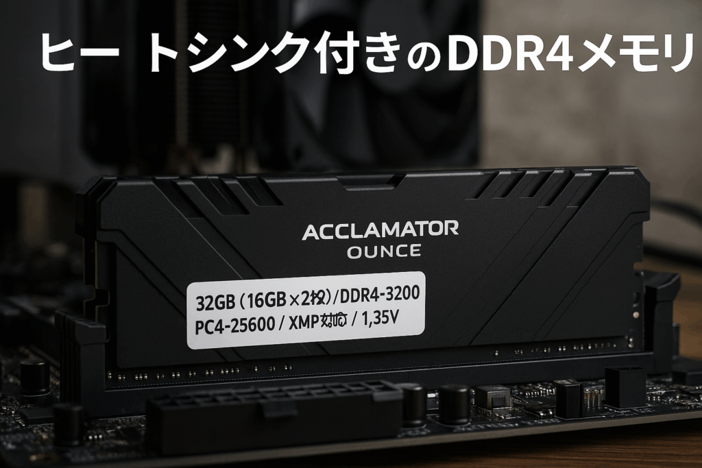 32GB 3200MHz DDR4 Memory / PC4-25600 XMP 1.35V (16GB x 2枚) ヒートシンク付きシリーズ デスクトップPC用 メモリモジュール Acclamator OUNCE