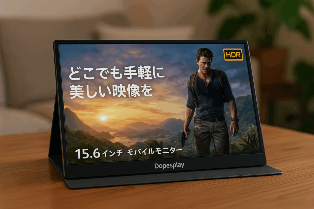 モバイルモニター Dopesplay 15.6インチ HDR 自立型 モニター スピーカー内蔵1920*1080 ゲームモバイルディスプレイ 薄い 軽量 非光沢IPS液晶パネル スイッチ用 ポータブルモニター ディスプレイ IPSパネル 複製/拡張モード モバイルディスプレイ Switch/PC/Mac/PS4/XBOX/など対応 ポータブルモニター パネル スピーカー内蔵