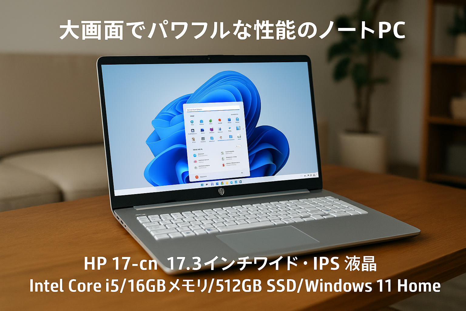 HP ノートパソコン 17-cn 2024年モデル 17.3インチワイド IPS液晶 インテル Core5 16GBメモリ 512GB SSD Windows11 Home (型番：9U701PA-AAAC)