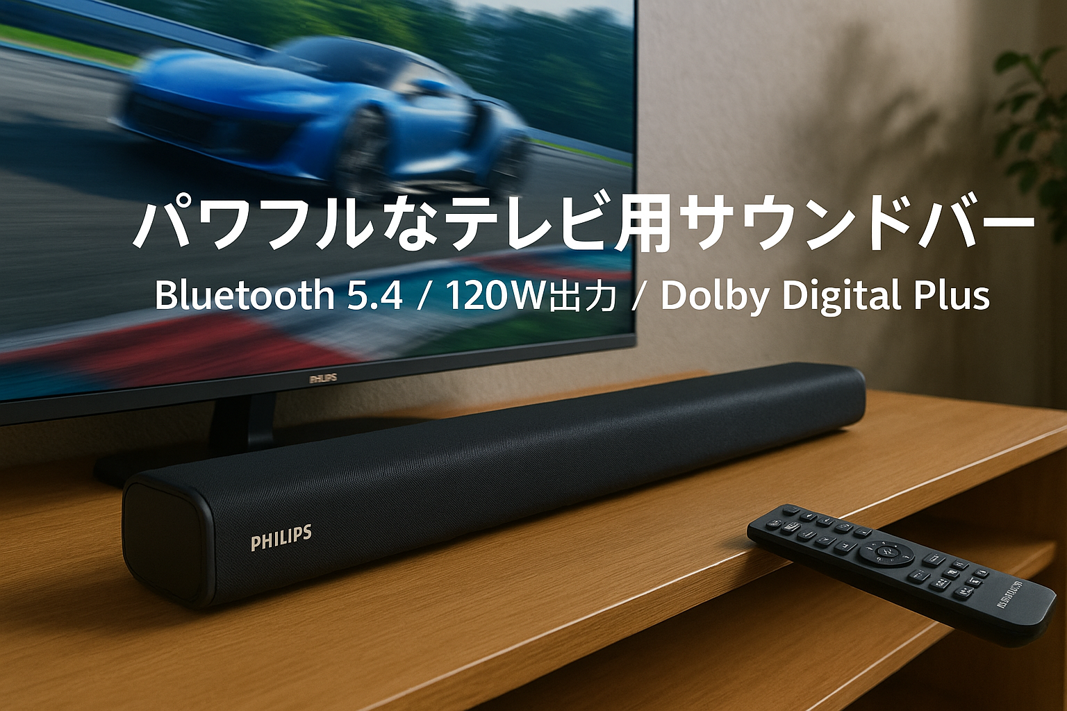 Philips(フィリップス) サウンドバー テレビ用 Bluetooth5.4搭載 スピーカー 120Wハイパワー Soundbar Dolby Digital plus DTS Digital リモコン付属 PC対応 ゲーム スピーカー テレビ/パソコン/スマホ HDMI TAB5109