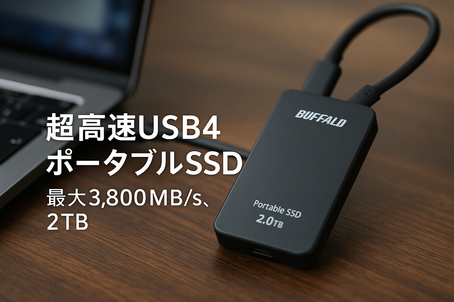 バッファロー ポータブル SSD 外付け 2TB USB4 Gen3x2 対応 Type-C 高速 最大読込速度 3,800MB/s exFAT SSD-PE2.0U4SA/N【Windows MacOS ChromeOS PS5 メーカー動作確認済み】