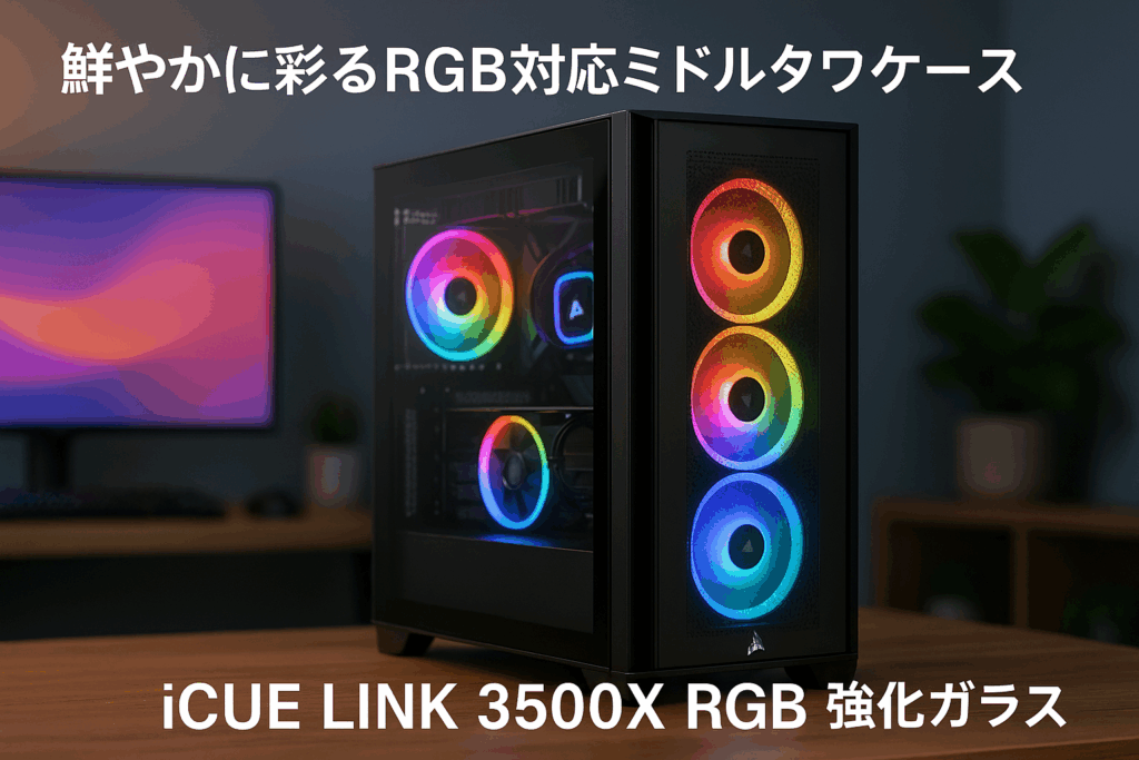 CORSAIR iCUE LINK 3500X RGB Tempered Glass ミドルタワーPCケース ブラック CC-9011280-WW
