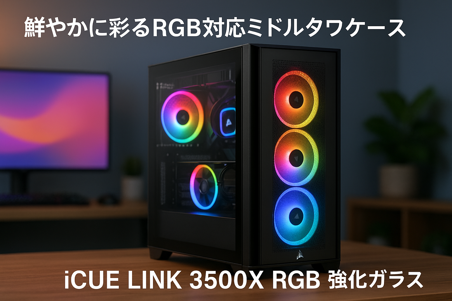 CORSAIR iCUE LINK 3500X RGB Tempered Glass ミドルタワーPCケース ブラック CC-9011280-WW