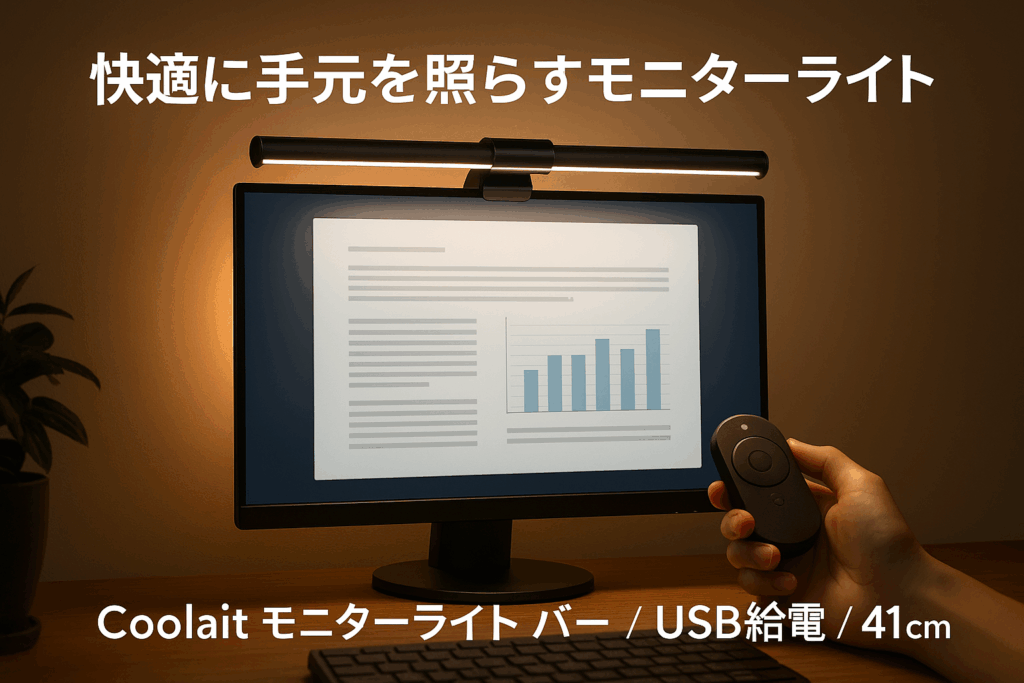 Coolait モニターライト バー USBライト PCデスクライト 41cm 無線リモコン 背面ライト付き led モニター掛け式ライト ディスプレイライト 無段階調光 調色 目に優しい スペース節約 PC作業/残業/寝室/卓上/読書/譜面台/ゲーミング/テレワーク/ネトゲ廃人に対応