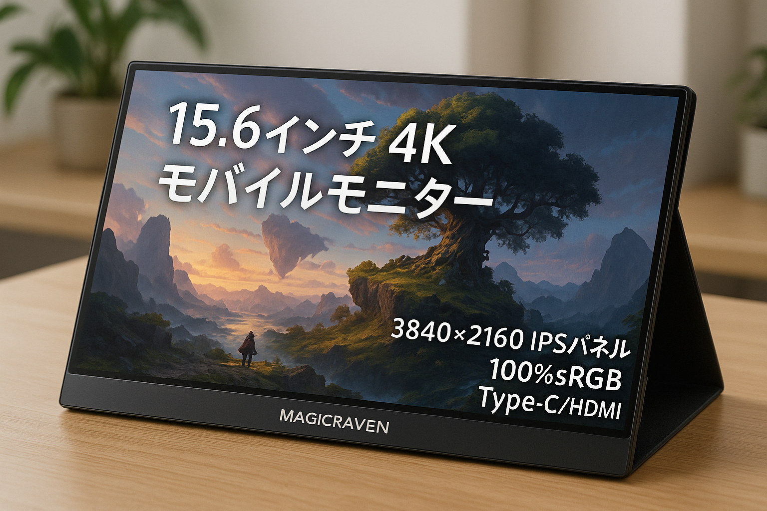 MAGICRAVEN モバイルモニター 15.6インチ 4K解像度(3840x2160P) モバイルディスプレイ - ポータブルモニター ゲームモニター 非光沢IPS液晶パネル 100%sRGB広色域 60Hz VESA対応 Type-C/標準HDMI PS4/PS5/XBOX/Switch/PC/Macなど対応 マグネット保護カバー付き