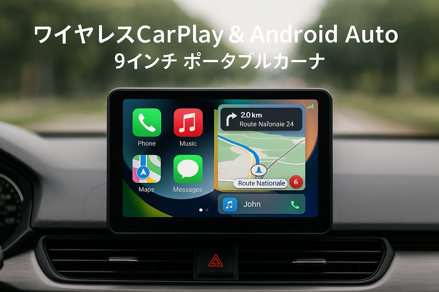 FOXPARK ディスプレイオーディオ ワイヤレスCarplay&Android Auto カーナビ 60HZ 9インチタッチスクリーン ポータブルディスプレイオーディオ 自動輝度調整 車載モニター 2分割画面 ワイヤレスステレオ ナビ 音楽 電話 Googel/Siri音声制御 Bluetooth/AUX/FM ミラーリング対応 バック連動 工事不要 取付簡単 RC06