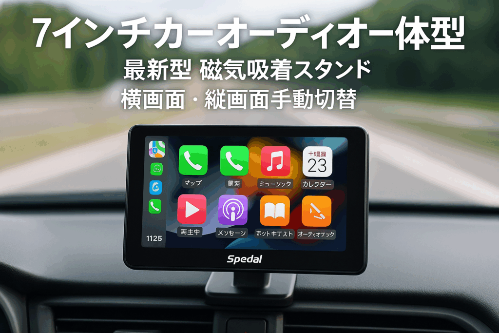 Spedal ディスプレイ オーディオ【最新型 磁気吸着スタンド 横画面・縦画面手動切替】7インチカーオーディオ一体型 CarPlay&Android Auto &ミラーリング機能対応 ポータブルナビ ナビゲーション 音楽再生 電話 Google/Siri音声制御 WiFi/Bluetooth/AUX/FM対応 簡単取り付け 日本語マニュアル付きOTAアップデート CL798