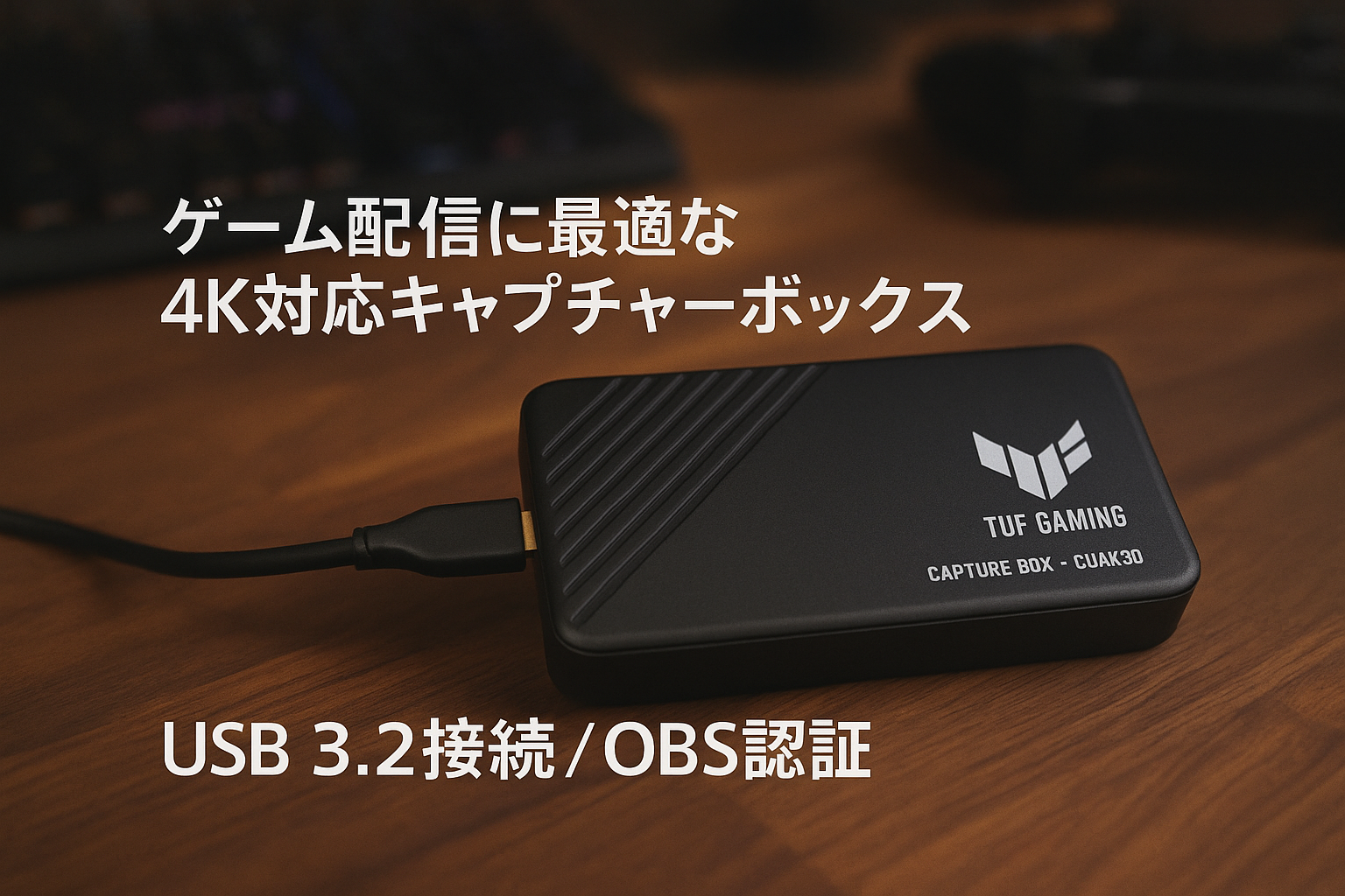 ASUS TUF GAMING CAPTURE BOX CU4K30 ゲームキャプチャーボックス 4K対応 / ゲーム実況 録画 配信 会議 向け/ウェブカメラ PS5 PS4Pro Switch Mac Windows/OBS 公式承認モデル / USB3.2接続 / ボイスチャット録音機能