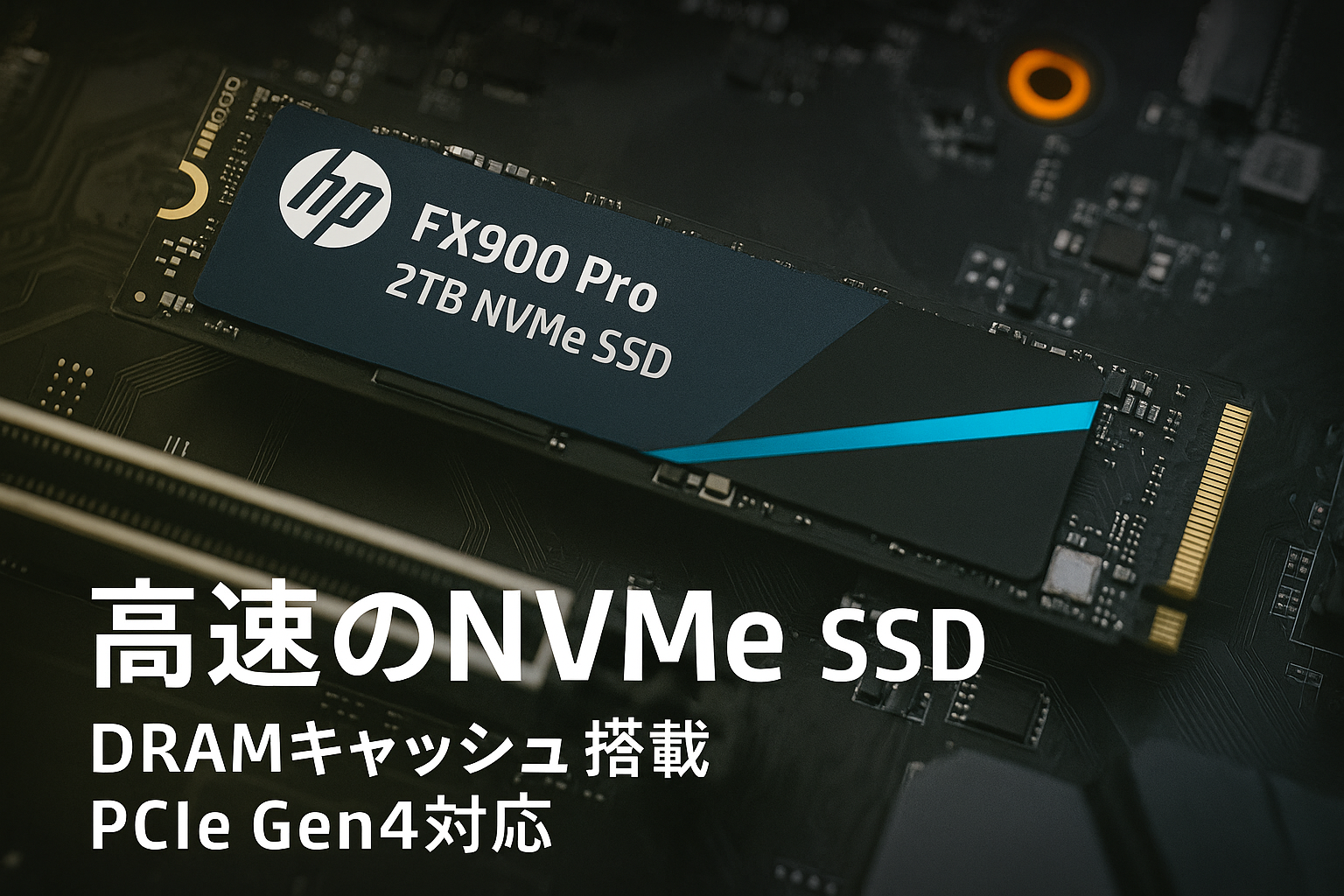 HP FX900 Pro 2TB SSD DRAMキャッシュ搭載 NVMe1.4 M.2 Type 2280 PCIe Gen4×4 最大読込：7400MB/s (R:7400MB/s、W:6700MB/s) 内蔵SSD 高耐久 3D NAND TLC PS5動作確認済み メーカー5年保証