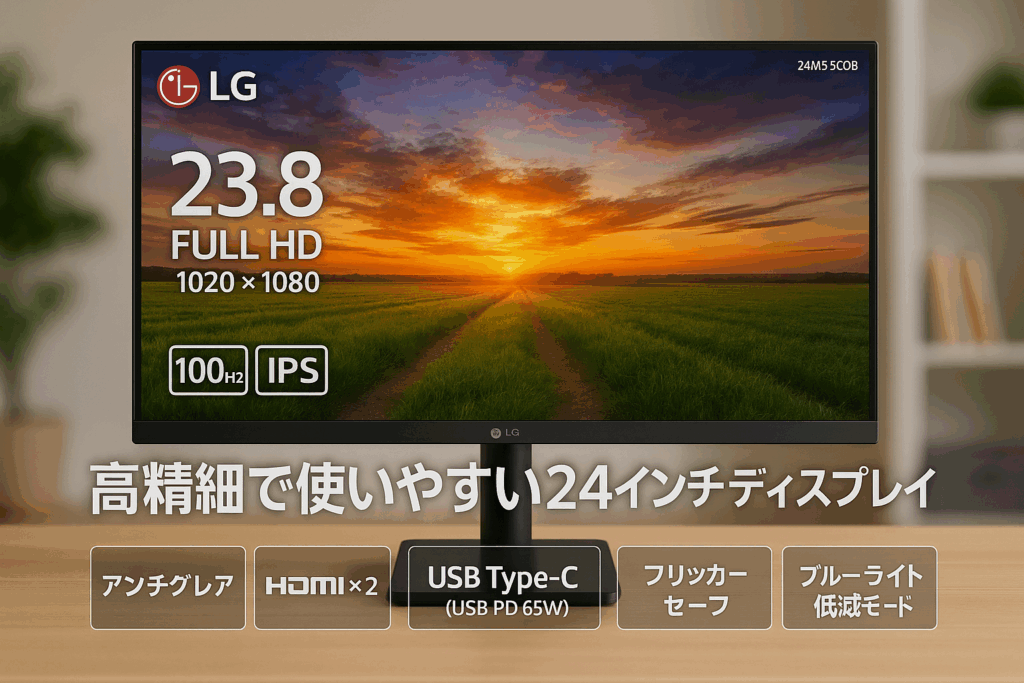 LG モニター ディスプレイ 24MS530B-B 23.8インチ/フルHD(1920×1080)/100Hz/IPS/アンチグレア/HDMI×2/USB Type-C(USB PD65W)/フリッカーセーフ/ブルーライト低減モード/色覚調整/3年安心・無輝点保証