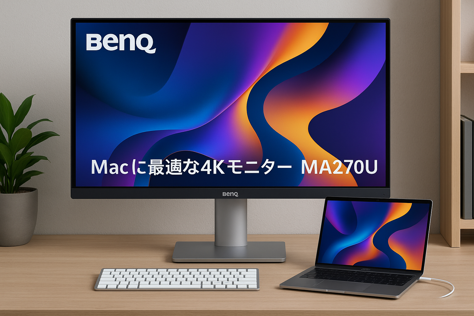 ベンキュージャパン BenQ Mac向けモニター MA270U (27インチ/4K UHD/ナノマットコートIPSパネル/Display P3 95%/sRGB 99%/VESA DisplayHDR 400/USB Type-C(90W給電)/HDMI×2/スピーカー内蔵(treVolo 3W×2)/高さ調整・回転/ブルーライト軽減/フリッカーフリー/Macbookに最適/シルバー筐体)