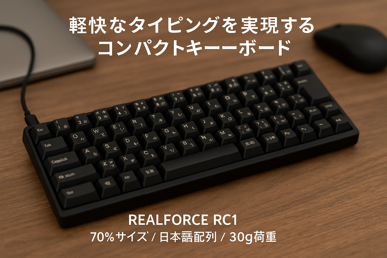 REALFORCE RC1 キーボード 70% ブラック 日本語配列 キー荷重 30g Bluetooth 有線 バッテリー コンパクト C1HJ13