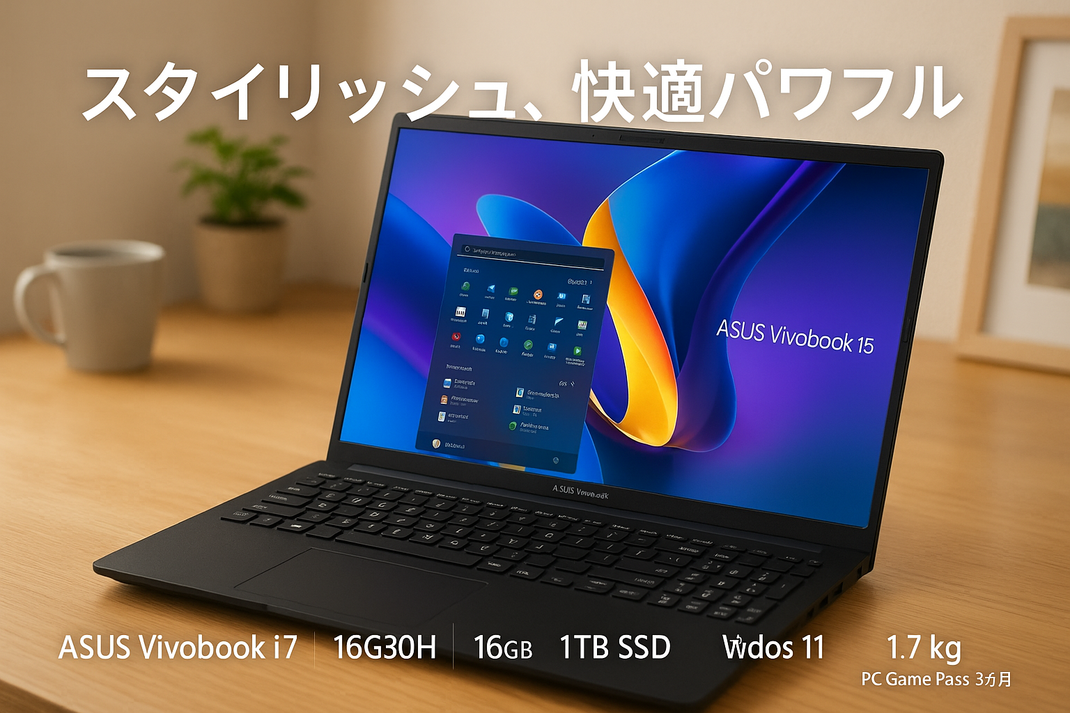 ASUS ノートパソコン Vivobook 15 X1502VA 15.6インチ インテル Core i7 13620H メモリ16GB SSD 1TB MS Office 2024搭載 Windows 11 重量1.7kg PC Game Pass 3ヶ月利用権付き インディーブラック X1502VA-I7H161WS