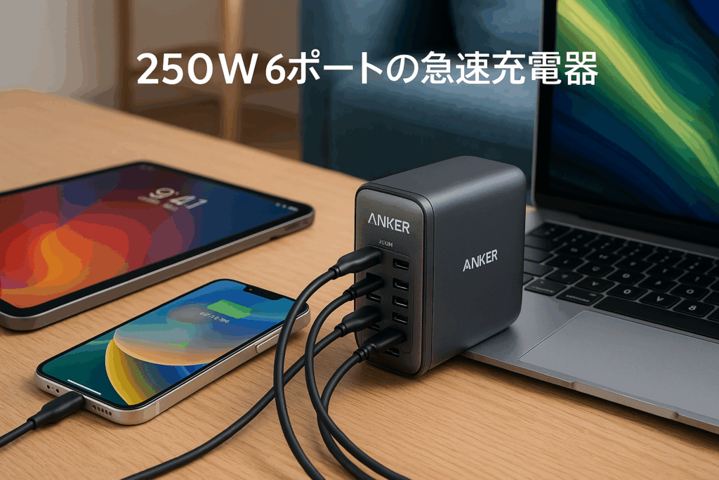 Anker Prime Charger (250W, 6 Ports, GaN) (USB PD 充電器 USB-A & USB-C) iPad iPhone MacBook Android スマートフォン ノートPC 各種 その他機器対応